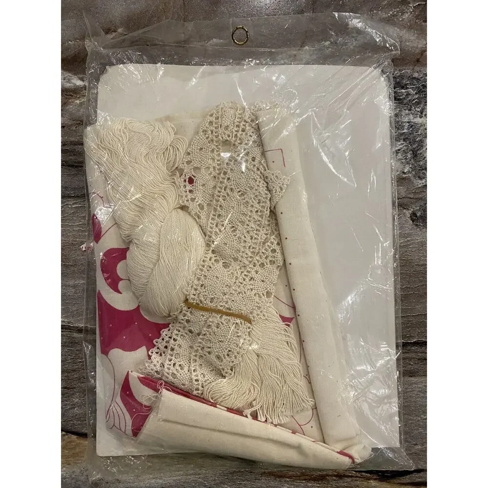 Vintage Chainstitching Pillow Kit NeedleMagic Lotus Flower Lace Ruffle Accent